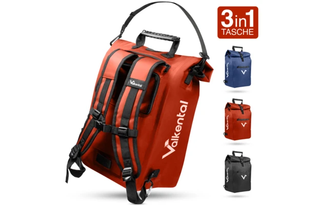 Valkental ValkOne 3-in-1 Fahrradtasche 25 Liter Grau-refklektierend 3 Valkental ValkOne 3-in-1 Fahrradtasche 25 Liter Grau-refklektierend